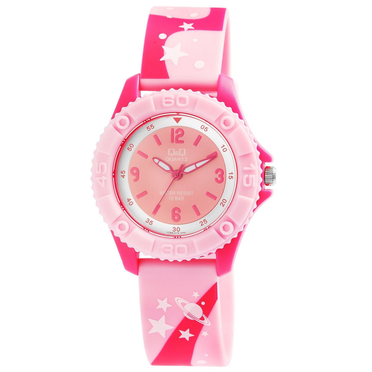 Q&Q children's watch, silicone strap, "Space", pink, 10 bar, Ø 35 mm