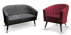 Wood sofa velvet "Vesuvius"