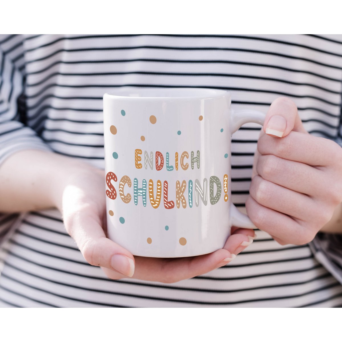 Cup with saying "Finally school child"