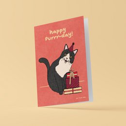 Wenskaart 'Happy purrr-day'