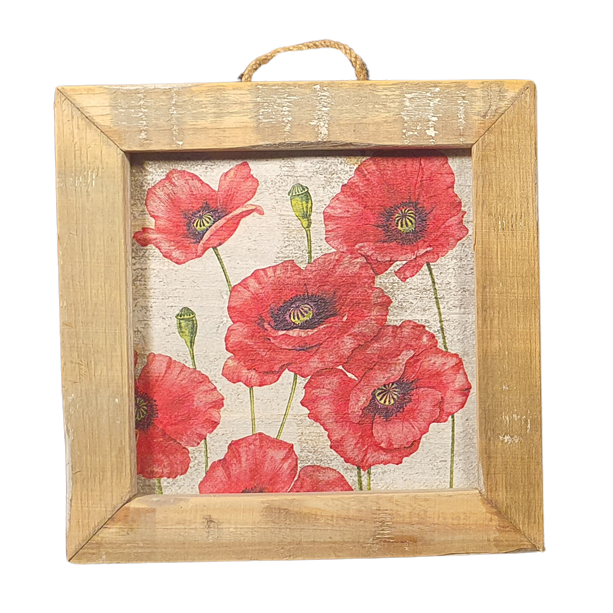 baldosas de madera viejas amapolas holandesas rojas