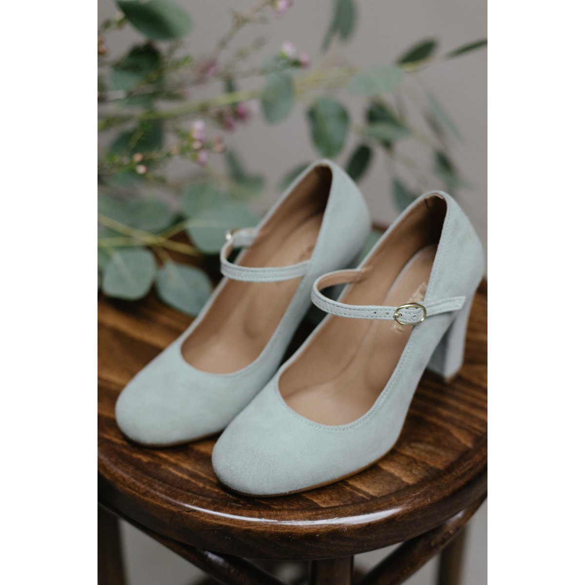 Handgemaakte Suède hakken (8 cm) - Luna - Sage Vintage Schoenen 35-42