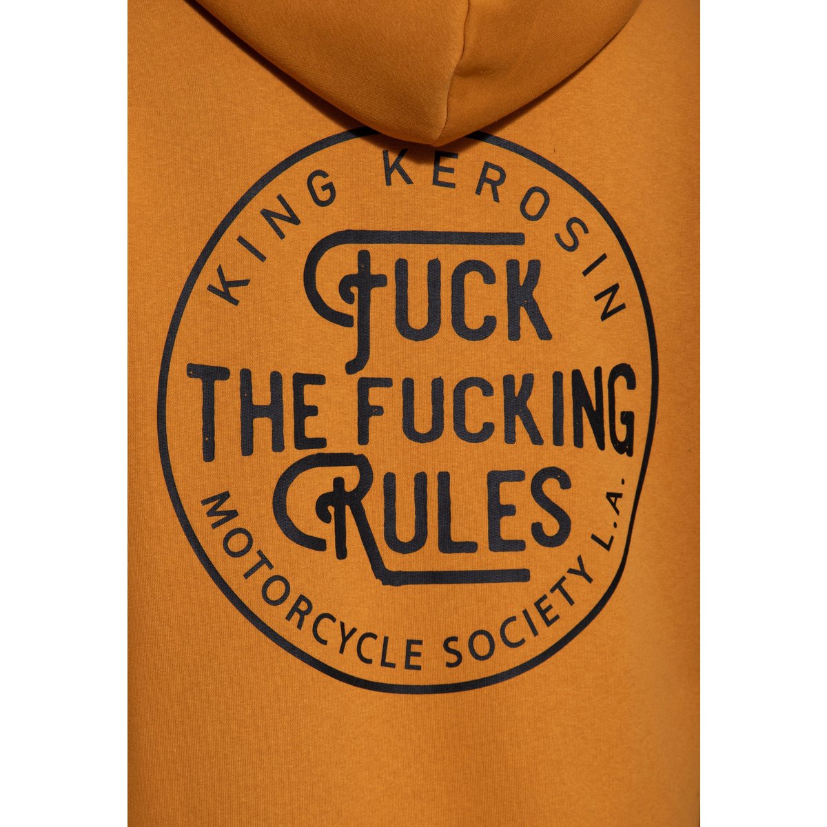 Kapuzensweatjacke 'Fuck The Fucking Rules' in Senf