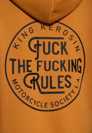 Kapuzensweatjacke 'Fuck The Fucking Rules' in Senf