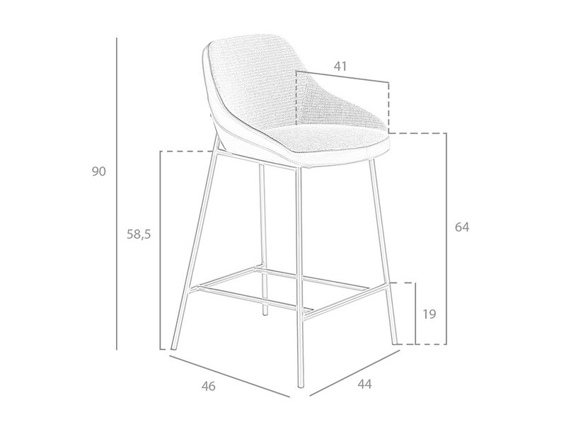 Hocker mit Stoff- und Kunstlederbezug