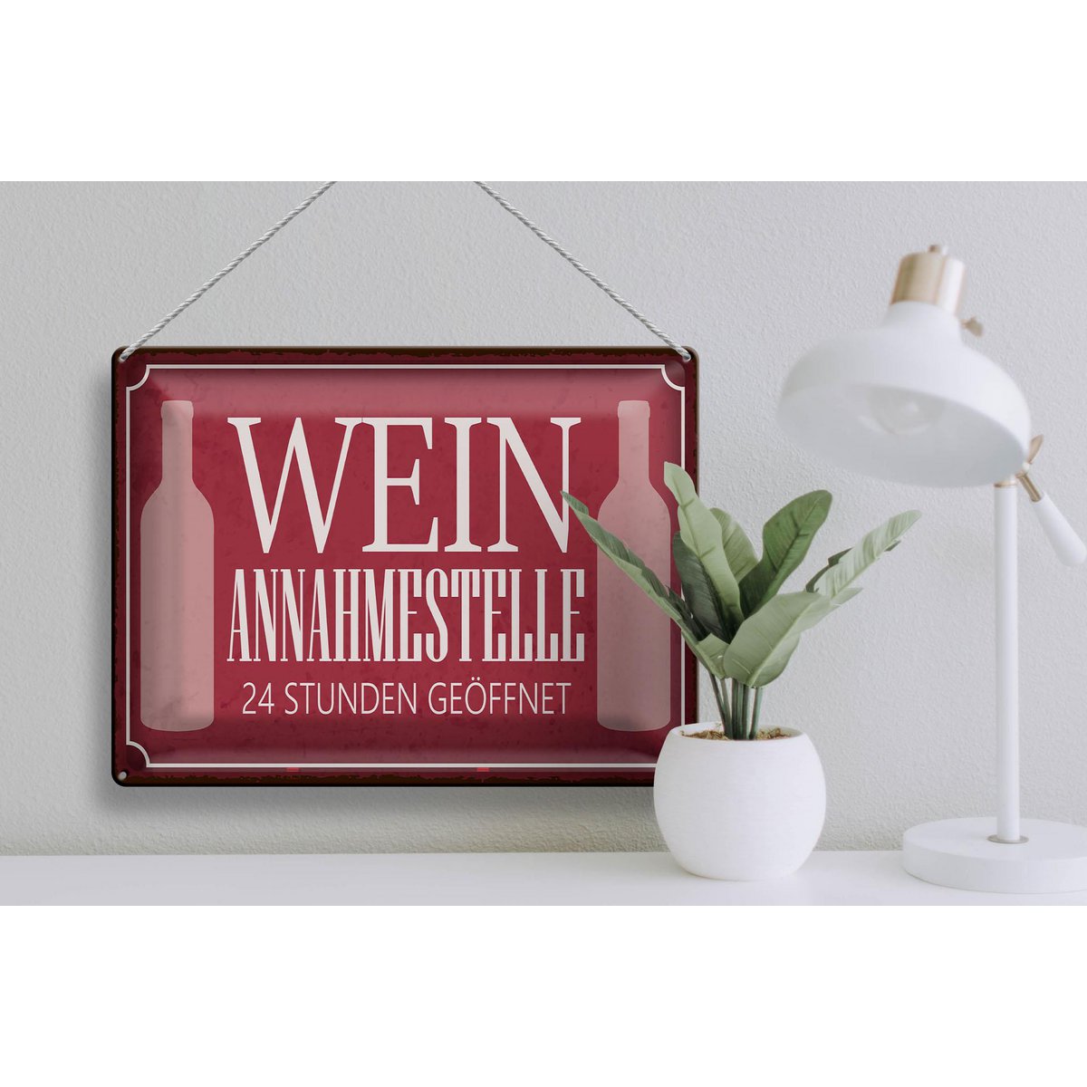 Blikken bord met de tekst 40x30cm wijnacceptatiepunt 24 uur