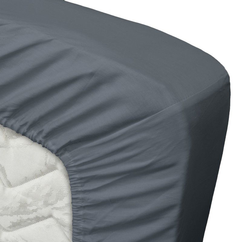 100% Bomuld Satin Fitting Sheet - Mørkeblå