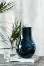 Vases en verre les plus vendus : grand vase moderne et élégant en verre de qualité bleu profond, DAVOS15