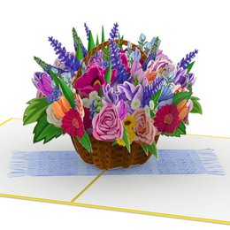 Kleurrijke bloemenmand pop-up kaart