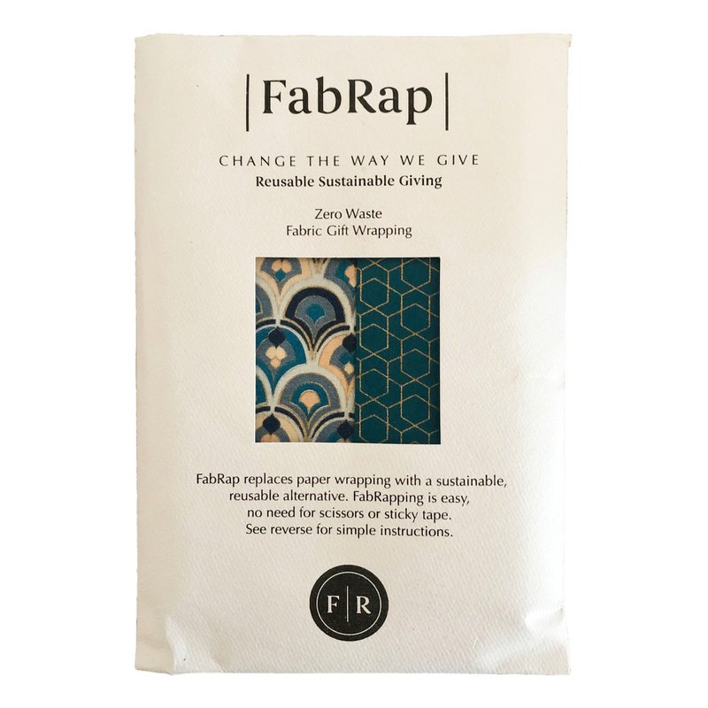 Furoshiki Gift Wrap Art Deco & Ocean Fabric Gift Wrap - Doble cara (Reversible)
