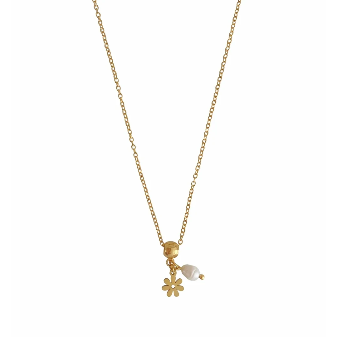 Collar de Flores y Perlas - Oro