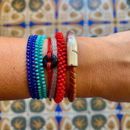 SOLANO geflochtenes Lederarmband mit magnetischem Silberverschluss