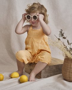 Baby girls dungarees with yellow heart embroidery F158-29211042