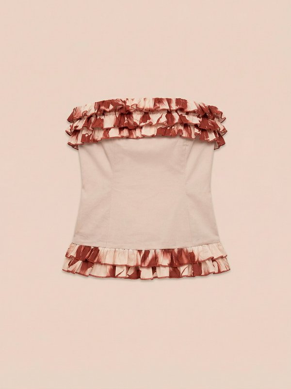 Top rosso con stampa floreale Noctis