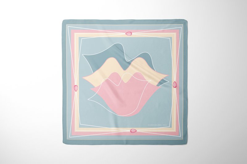 Silk square Scarf  - MUSE 67*67 cm - Sky blue