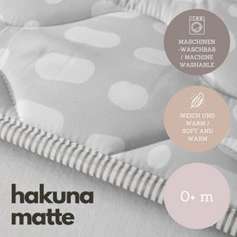 Tappetino da gioco trapuntato opaco Hakuna – Hygge, grigio (1,27 x 1,27 m)