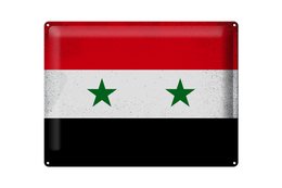Tin Sign Flag Syria 40x30cm Flag of Syria Vintage
