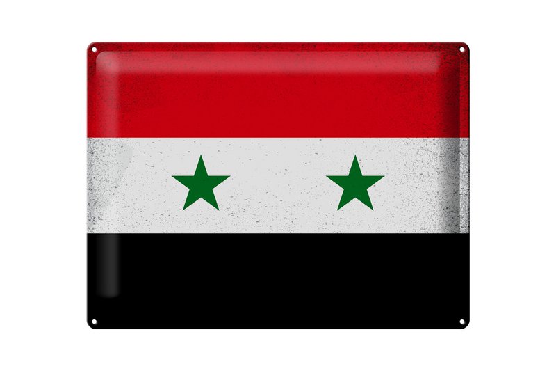 Tin Sign Flag Syria 40x30cm Flag of Syria Vintage