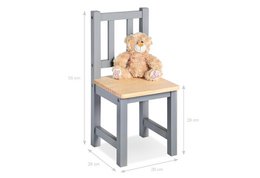 Kinderen tafel en stoel set "fenna", grijs/natuurlijk, 3 delen