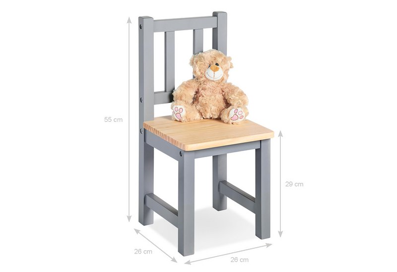 Kinderen tafel en stoel set "fenna", grijs/natuurlijk, 3 delen