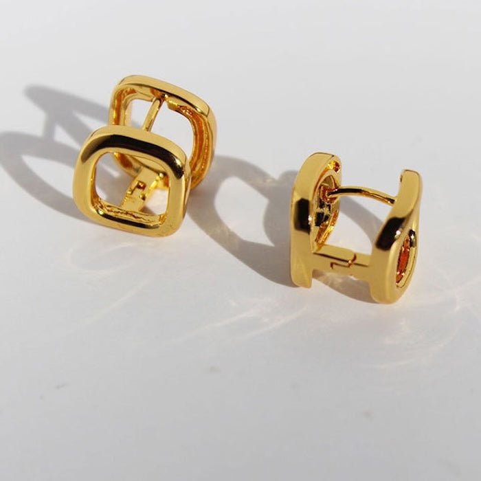 Modern Square Huggie Stud Earrings
