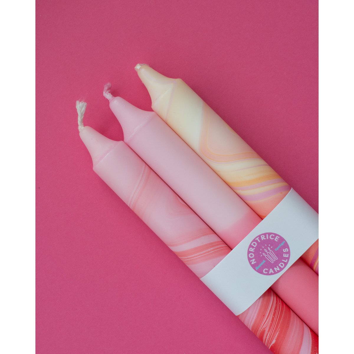 Taper candles - 3 pack/ Red Marble Mix