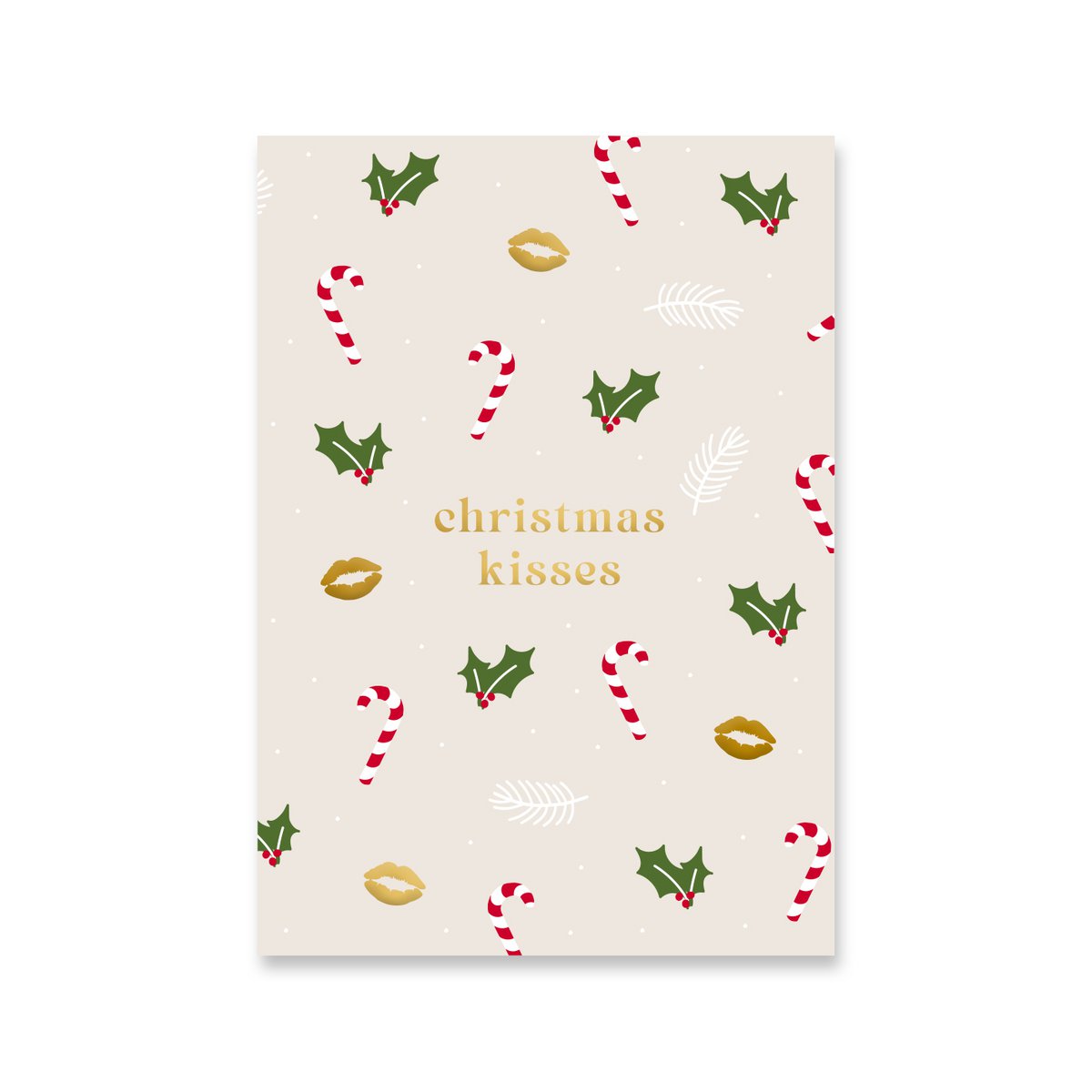 Tarjeta Besos de Navidad | Papel de oro
