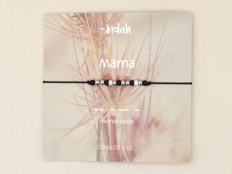 Morse code armband mama, roestvrij staal zilver of goud