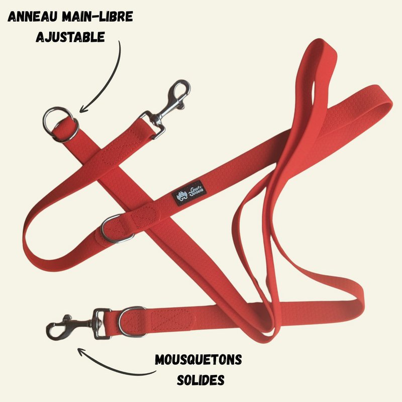 Waterproof multi-position leash Red