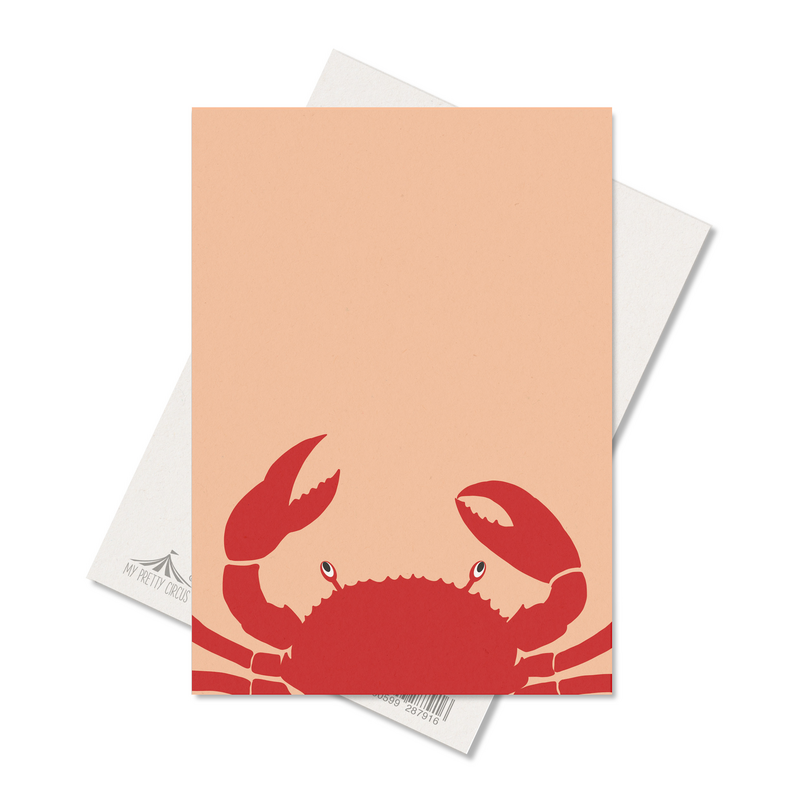 Ansichtkaart "Krab" koraalrood - houtpulpkarton