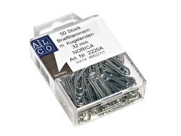 Paperclips Norica 32mm ver- zinkt met kogeleind hangdoos a 50 stuks