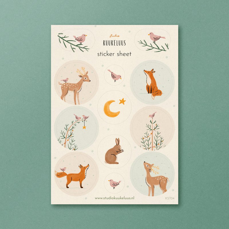 Hoja de pegatinas | Animales de bosque