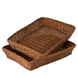 Premium Wicker Storage Basket,Serving Trays and Coffee Trays,Hand Woven Serving and Decorative Trays for Coffee,Breakfast,Bread,Food,Dish,Snacks for Kitchen,Living Room,Bathroom Storage(2 Pack Large)