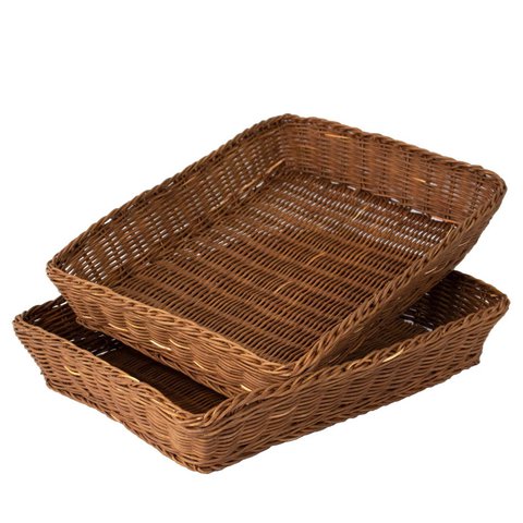 Premium Weidenkorb, Serviertabletts und Kaffeetabletts, handgewebte Servier- und dekorative Tabletts für Kaffee, Frühstück, Brot, Lebensmittel, Geschirr, Snacks für Küche, Wohnzimmer, Badezimmeraufbewahrung (2 Pack groß)