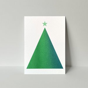 Riso-ansichtkaart, kerstkaart, Gradient Christmas No.2, risografie, DIN A6
