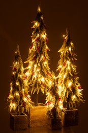 Decorazione albero di Natale J-Line Neve - plastica - verde/rosso - XL - LED
