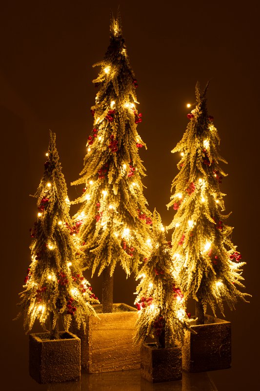 Decorazione albero di Natale J-Line Neve - plastica - verde/rosso - XL - LED