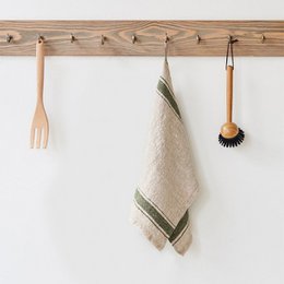 Trapo de Cocina Lino Vintage Raya Verde