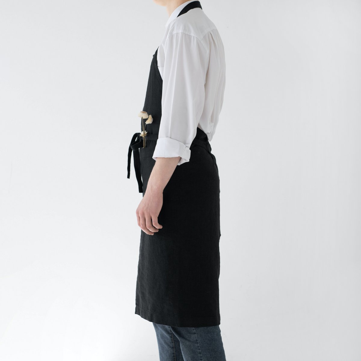 Black Linen Chef Apron