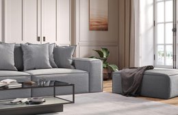 Van Morris 4-seater, Concrete Grey, Exclusive Corduroy from the Belgium company BRUTEX