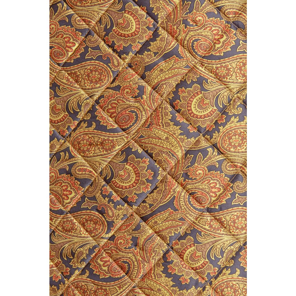 Plaid in eco-pelliccia Hobart doublure en soie naturelle paisley bleue