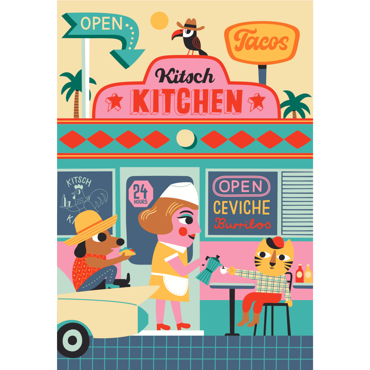 Kitsch Kitchen teatowel El Restaurante la signora
