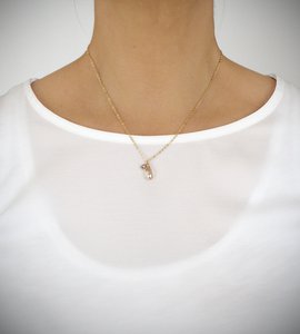 Short 18K gold plated necklace with Golden Shadow crystal drop and ball