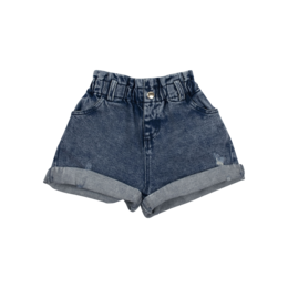 'Blue denim shorts with a relaxed, casual fit for kids. Features a button closure and belt loops for adjustability. Suitable for everyday wear and play.'
The product is a pair of blue denim shorts for kids. The shorts have a relaxed, casual fit and feature a button closure and belt loops for adjustability. This makes them suitable for everyday wear and play. The description focuses on the key details of the product, including the color, material, and style, to provide enough information for a semantic search.