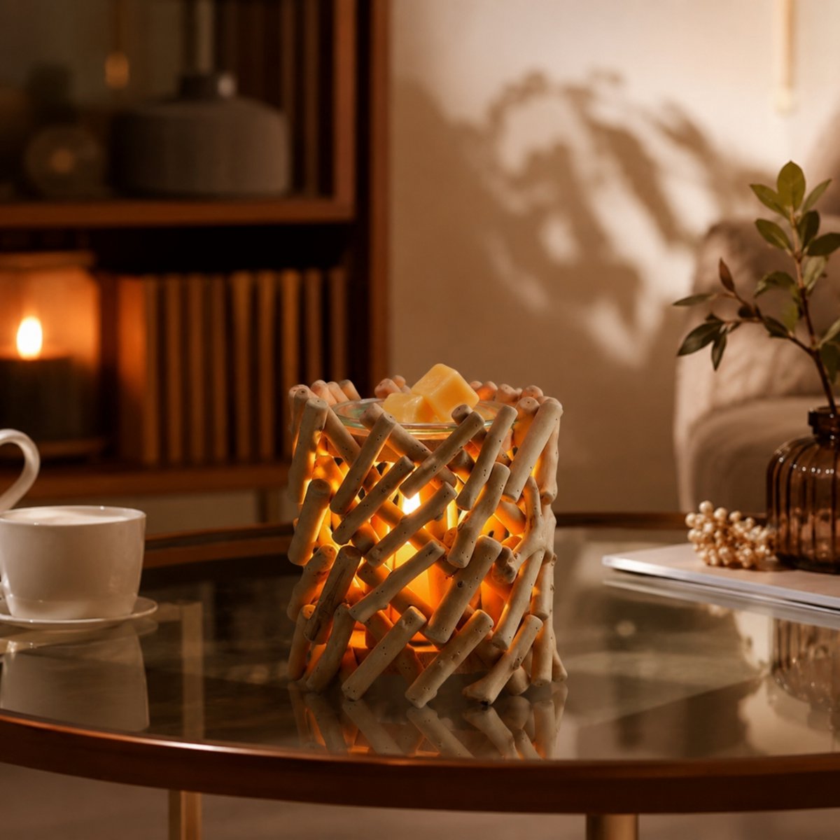 Soft Heat Diffuser – Calorya n°7 – Real Wood and Glass – Scents, Scented Waxes and Essential Oils – Decorative and Warm