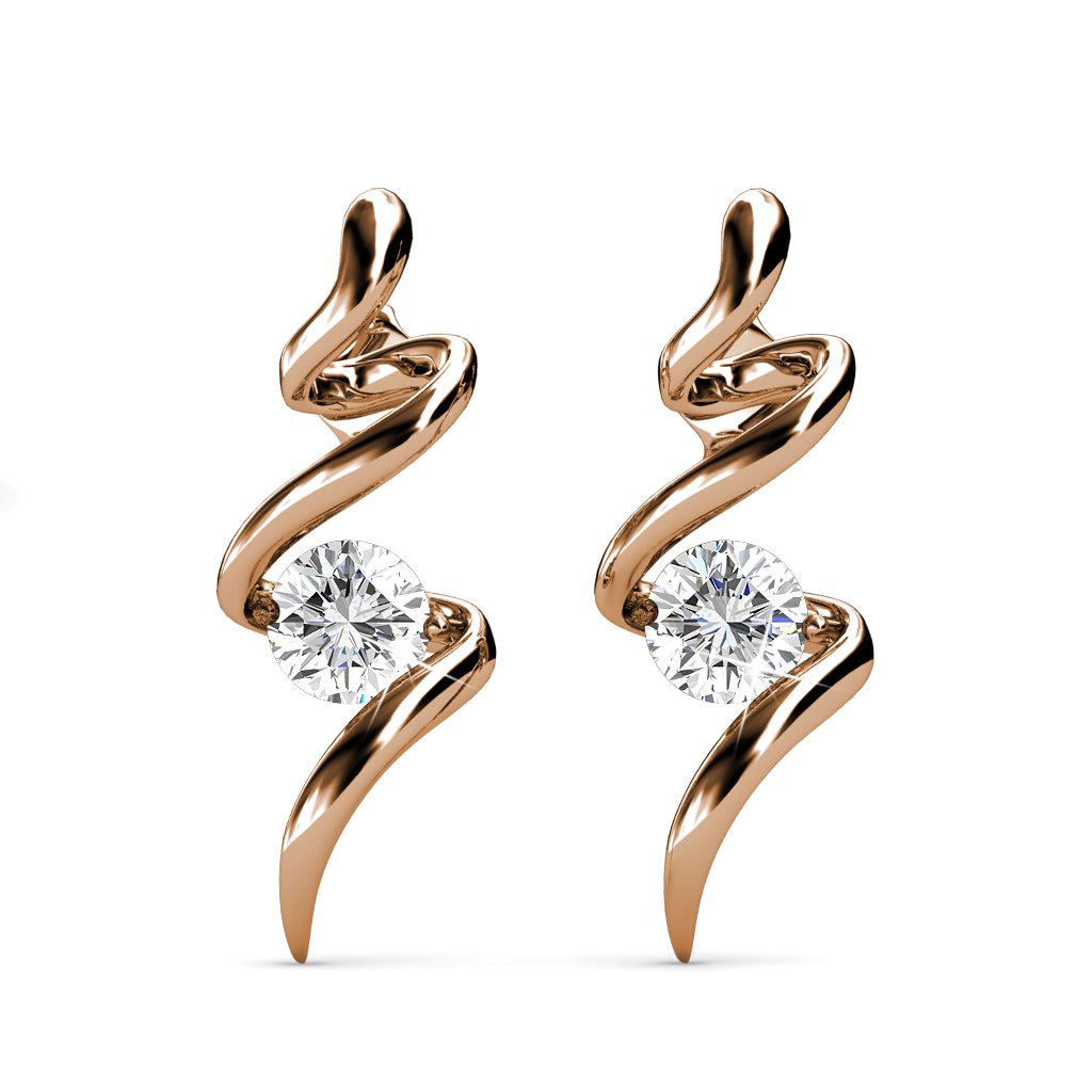 Boucles d'oreilles Spiral - Or Rosé et Cristal