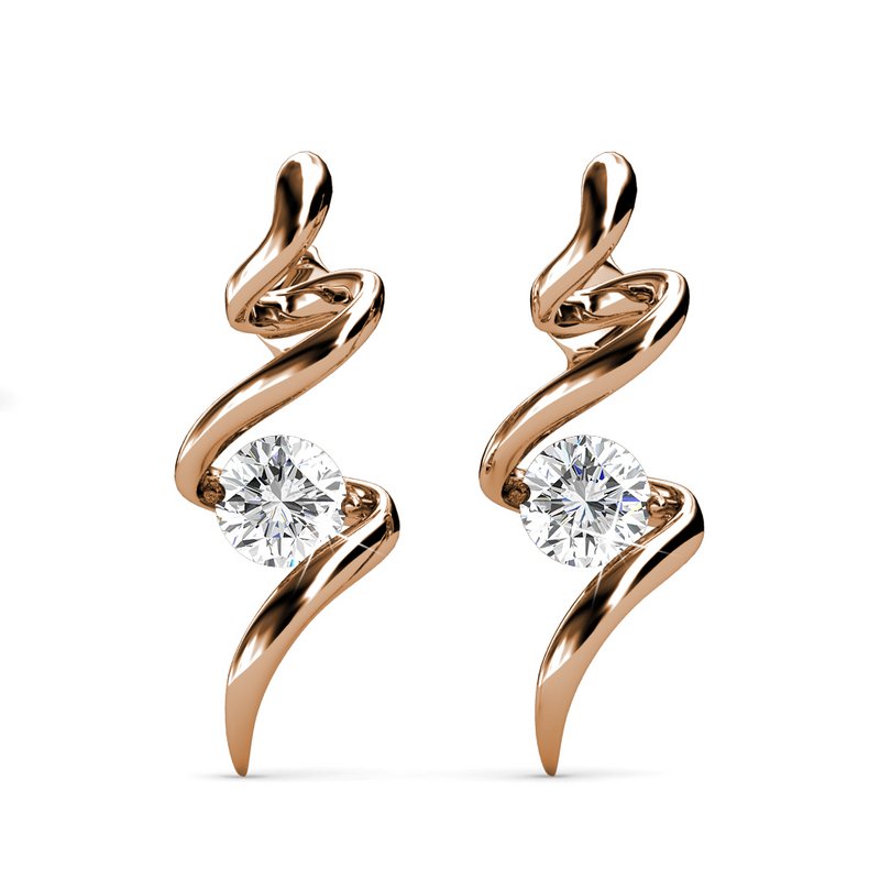 Boucles d'oreilles Spiral - Or RosÃ© et Cristal