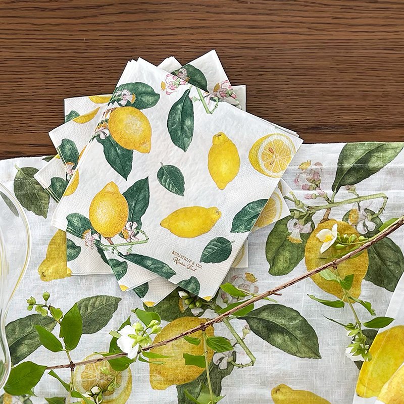 Linen table runner - Lemon