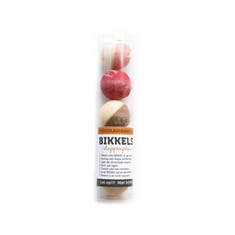 Chocolate knucklebones - tube 5 pieces. Assorted chocolate candies in a tube, including red, white, and brown chocolate pieces.