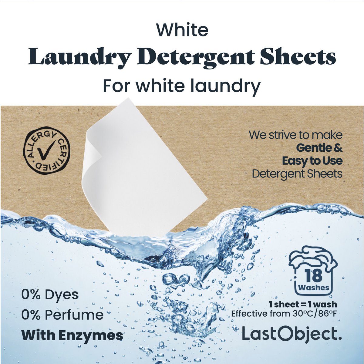 Hojas de detergente de lavandería: blanco